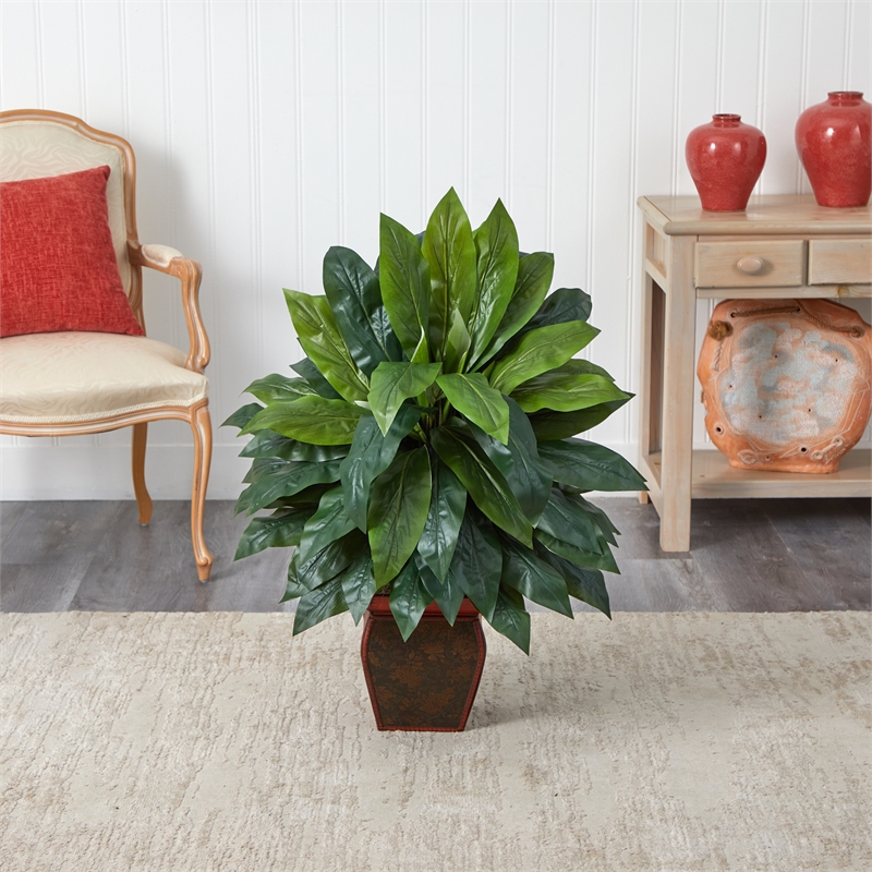 Nearly Natural Cordyline with Decorative Vase Silk Plant in Green/Brown