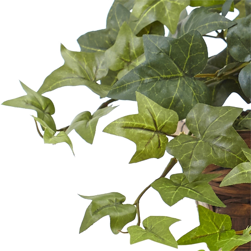 Nearly Natural Puff Ivy Leaves with Ledge Basket in Green/Brown