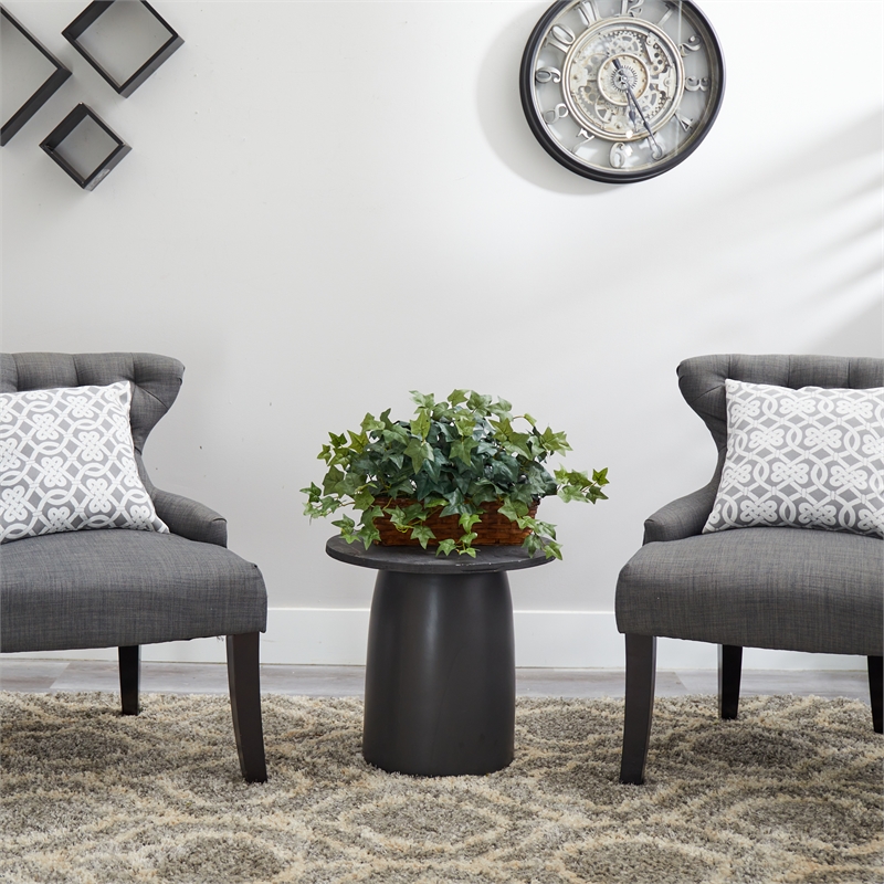Nearly Natural Puff Ivy Leaves with Ledge Basket in Green/Brown