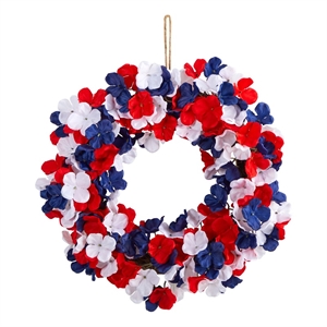 18&quot americana patriotic hydrangea artificial wreath in red/white/blue