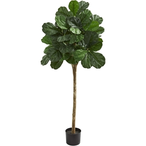 Nearly Natural 60&quot Fiddle Leaf Fig Artificial Tree in Green/Black