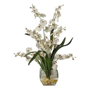 Dancing Lady Orchid Liquid Illusion Silk Flower Arrangement in White/Clear