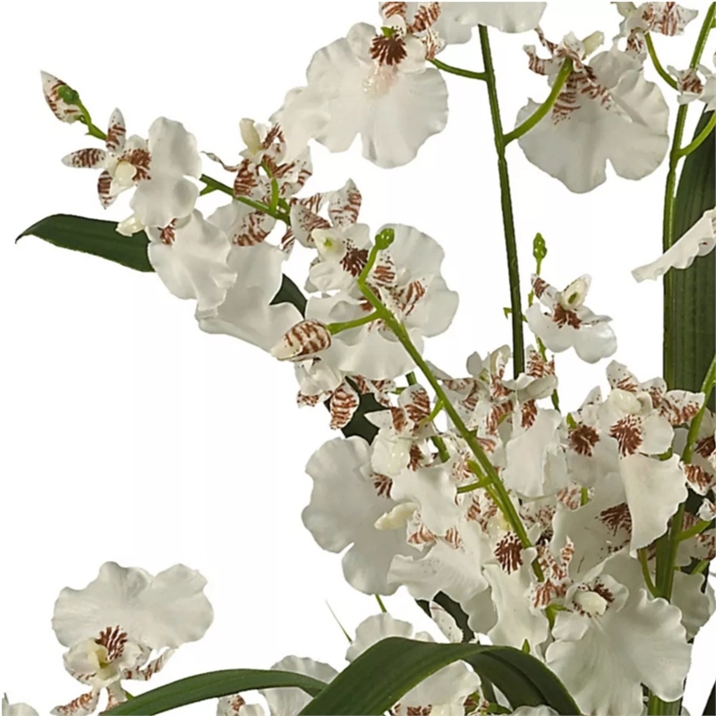 Dancing Lady Orchid Liquid Illusion Silk Flower Arrangement in White/Clear