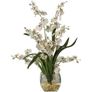 dancing lady orchid liquid illusion silk flower arrangement in white/clear