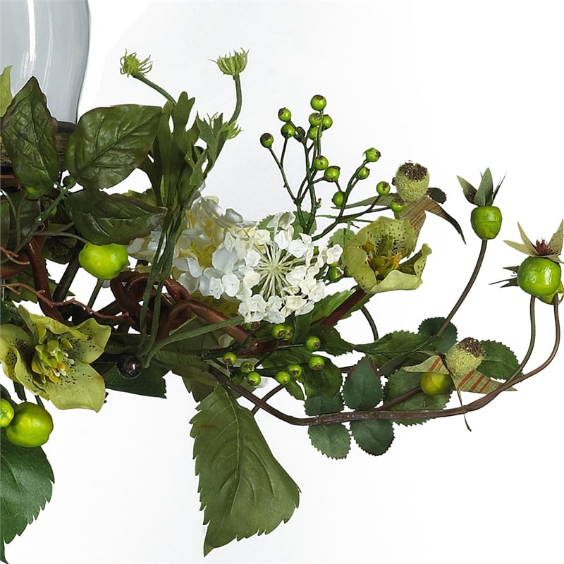 Nearly Natural Hydrangea Triple Candelabrum Centerpiece in Natural/Clear