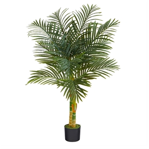 Nearly Natural 48&quot Golden Cane Artificial Palm Tree in Green/Black