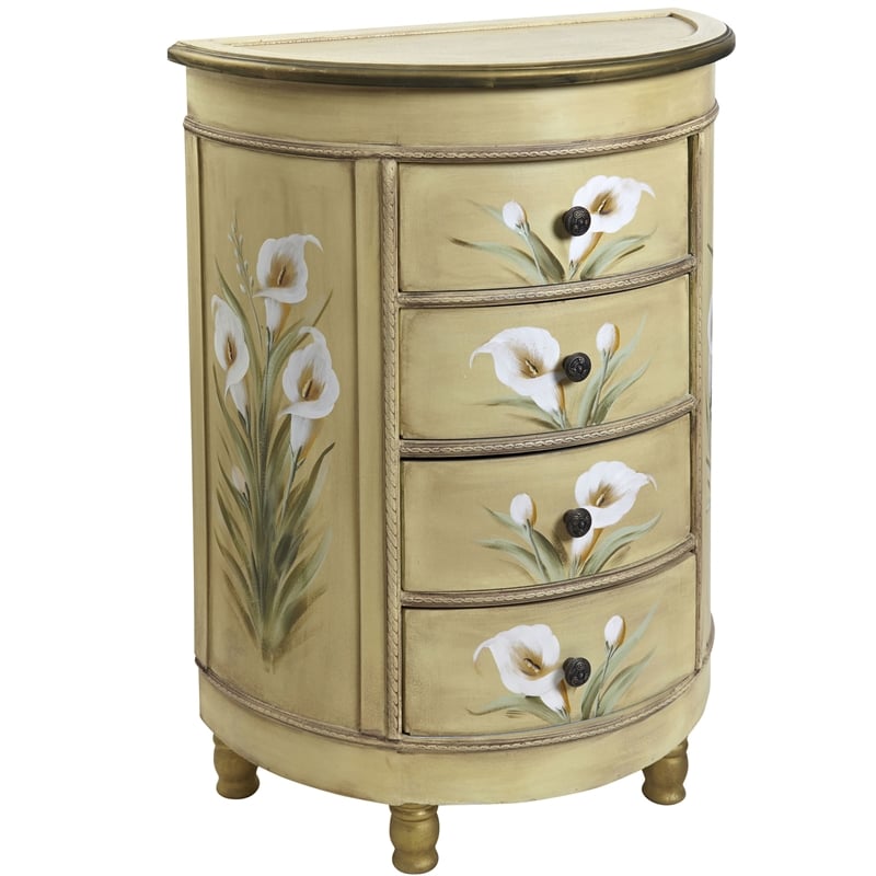 Nearly Natural Calla Lily Floral Art Antique Accessory Table with in Beige