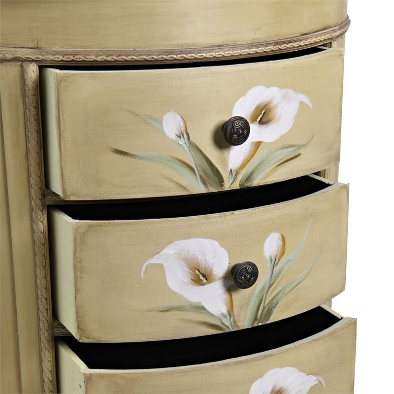 Nearly Natural Calla Lily Floral Art Antique Accessory Table with in Beige