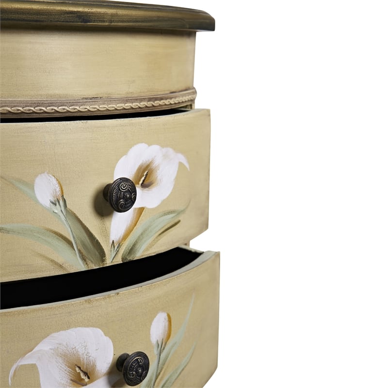 Nearly Natural Calla Lily Floral Art Antique Accessory Table with in Beige