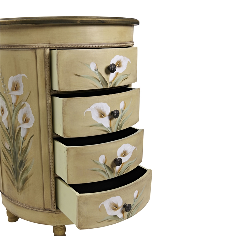 Nearly Natural Calla Lily Floral Art Antique Accessory Table with in Beige