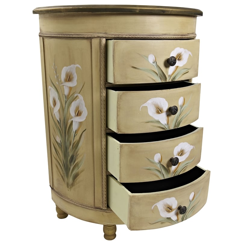 Nearly Natural Calla Lily Floral Art Antique Accessory Table with in Beige