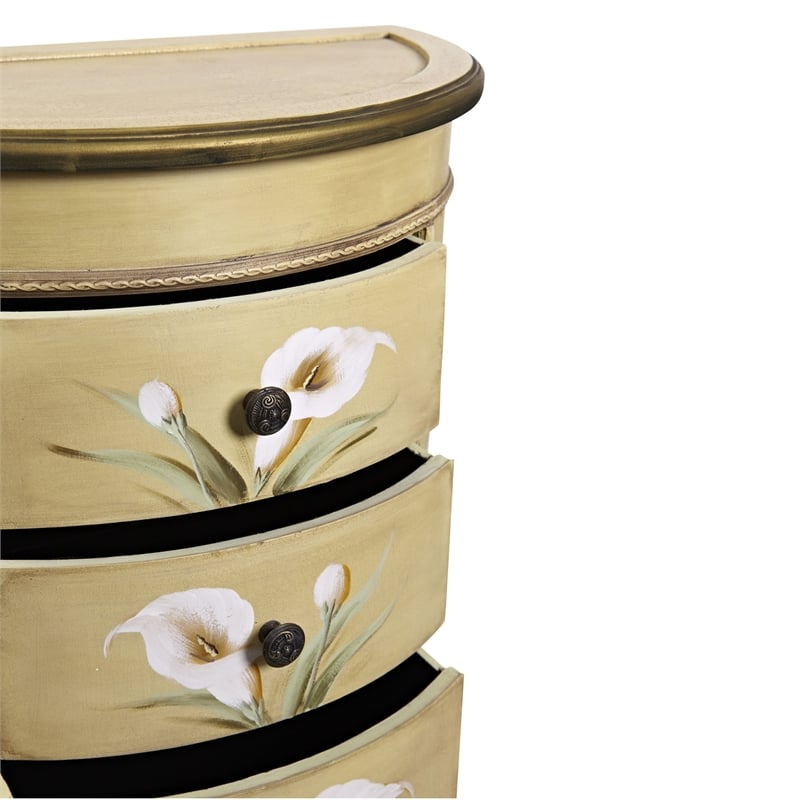 Nearly Natural Calla Lily Floral Art Antique Accessory Table with in Beige