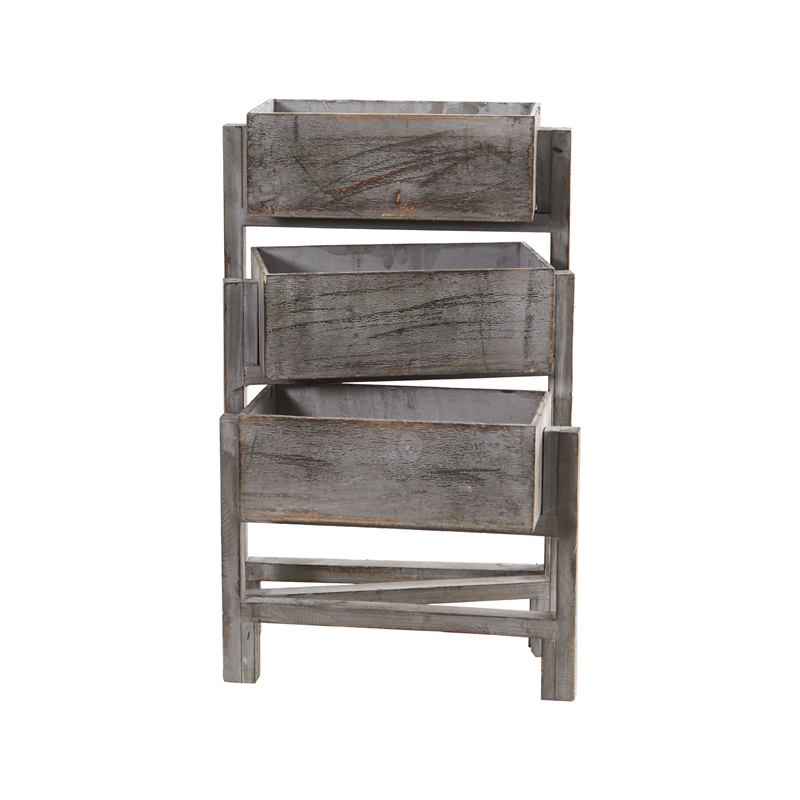 Nearly Natural 3.5ft Gray Washed Expandable Decorative Planter in Gray