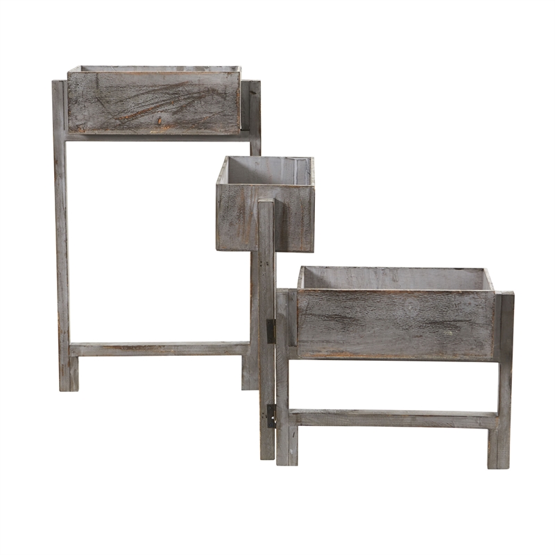 Nearly Natural 3.5ft Gray Washed Expandable Decorative Planter in Gray