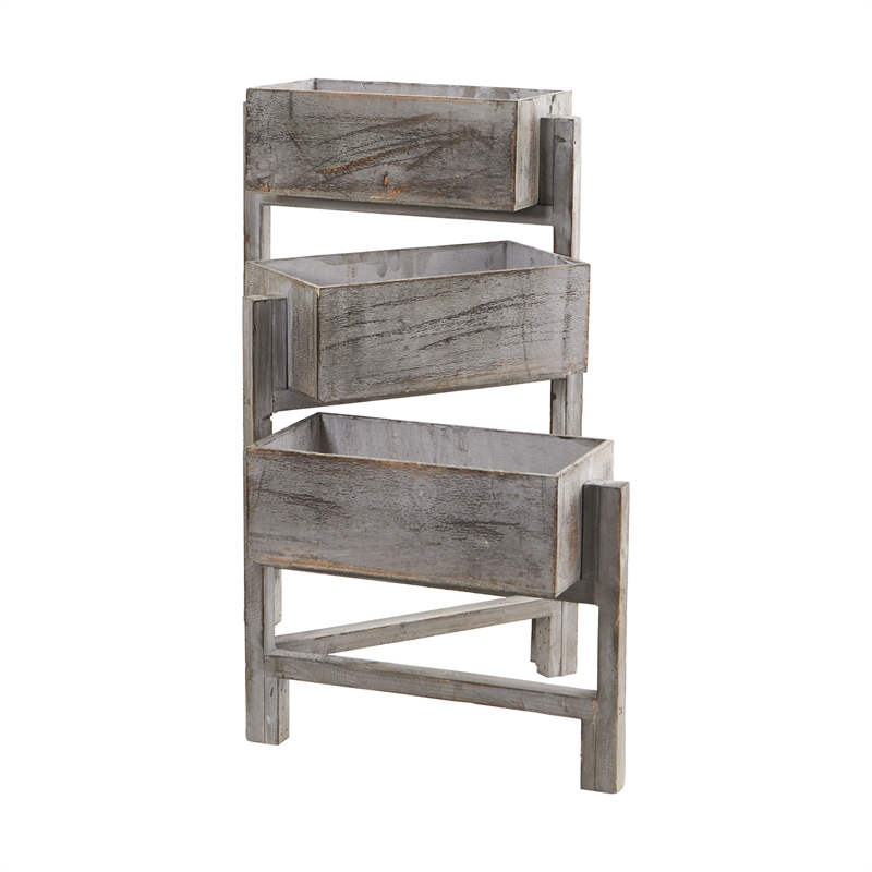 Nearly Natural 3.5ft Gray Washed Expandable Decorative Planter in Gray