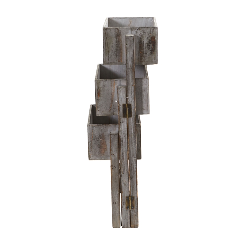 Nearly Natural 3.5ft Gray Washed Expandable Decorative Planter in Gray