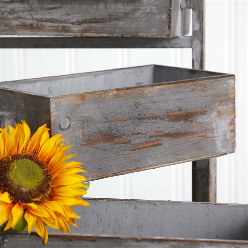 Nearly Natural 3.5ft Gray Washed Expandable Decorative Planter in Gray
