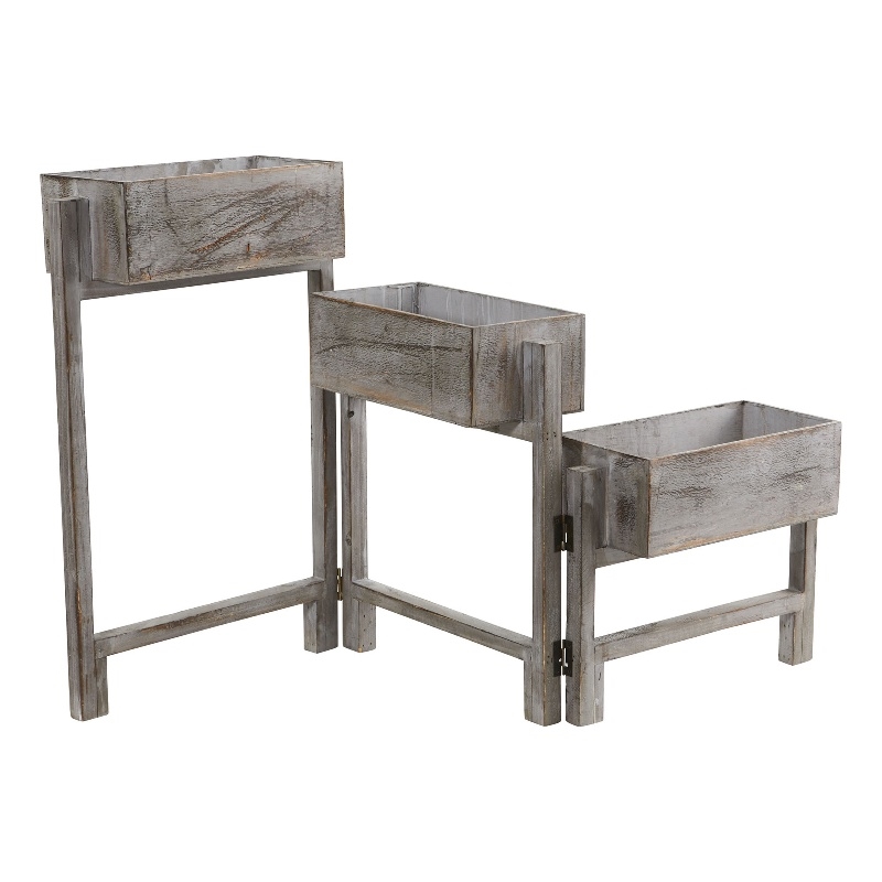 Nearly Natural 3.5ft Gray Washed Expandable Decorative Planter in Gray