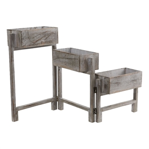 Nearly Natural 3.5ft Gray Washed Expandable Decorative Planter in Gray