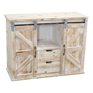 Nearly Natural 38&quot Wide Double Barn Door Console in Beige