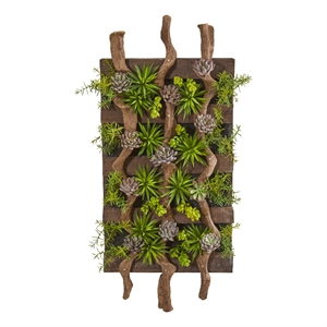Nearly Natural 41&quot x 19&quot Mixed Succulent Artificial Living Wall in Green