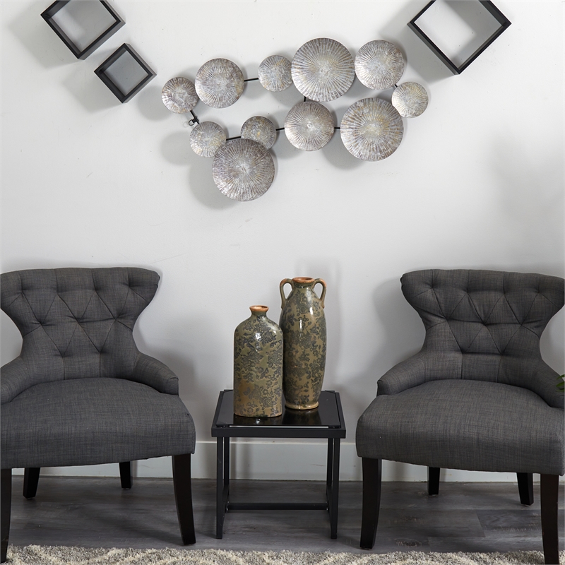 Nearly Natural 3ft x 2ft Galvanized Textured Plates Antique Wall Art in Silver