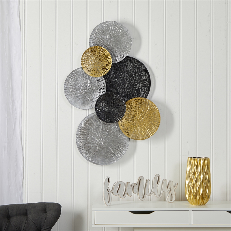 Nearly Natural 3ft x 2ft Layered Metal Wall Art Decor in Multi-Color