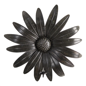 Nearly Natural 30&quotx30&quot Brushed Metal Daisy Flower Sconce Candle Holder Wall Art