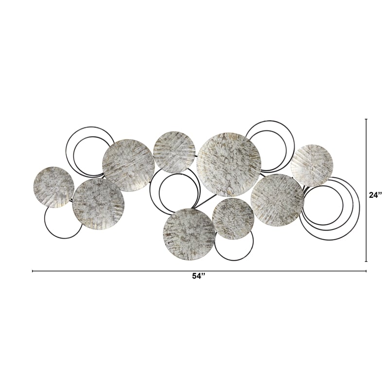 Nearly Natural 4.5ft x 2ft Galvanized Embossed Metal Discs Wall Art