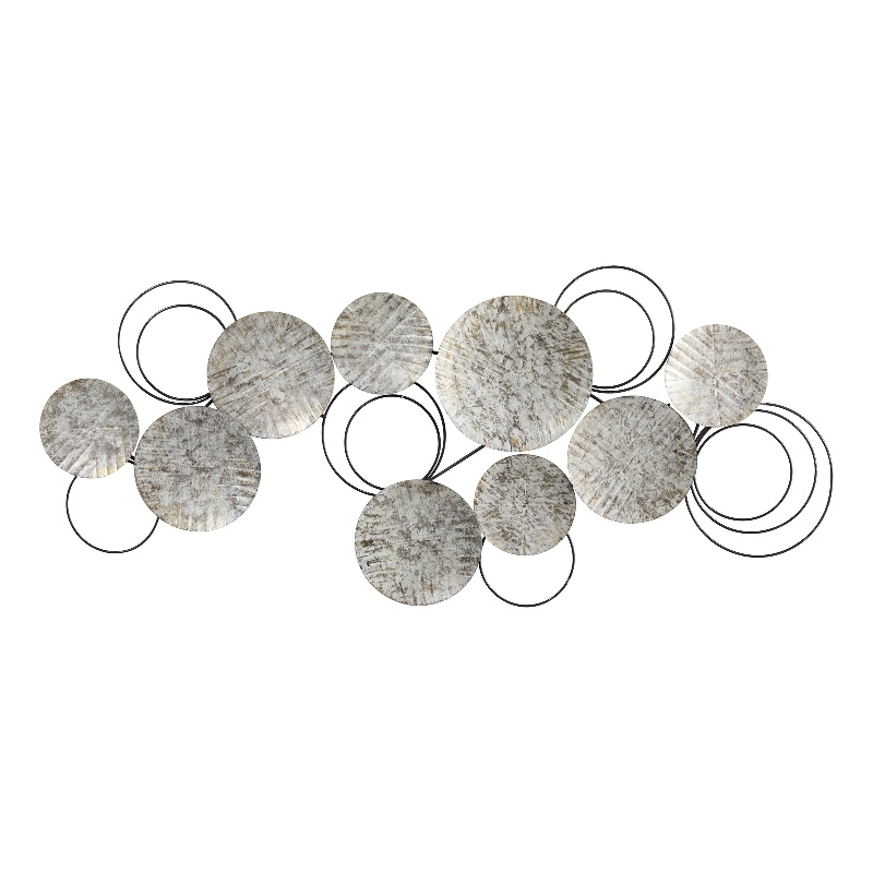 Nearly Natural 4.5ft x 2ft Galvanized Embossed Metal Discs Wall Art