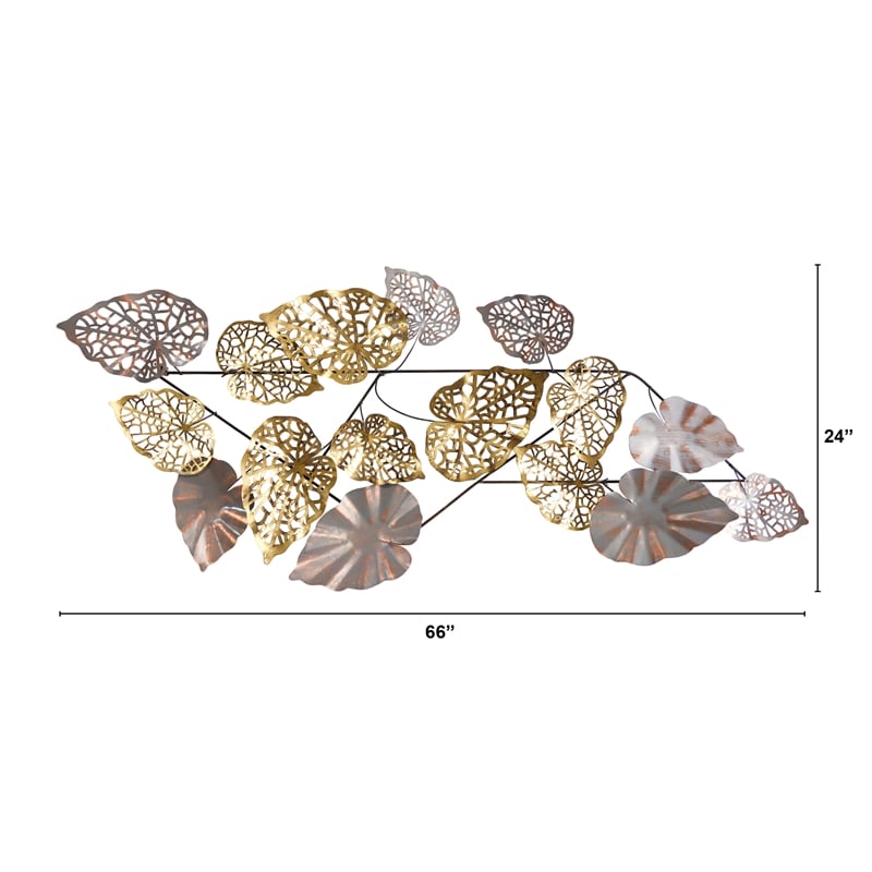 Nearly Natural 5.5ft x 2ft Scattered Metal Leaves Wall Art Decor
