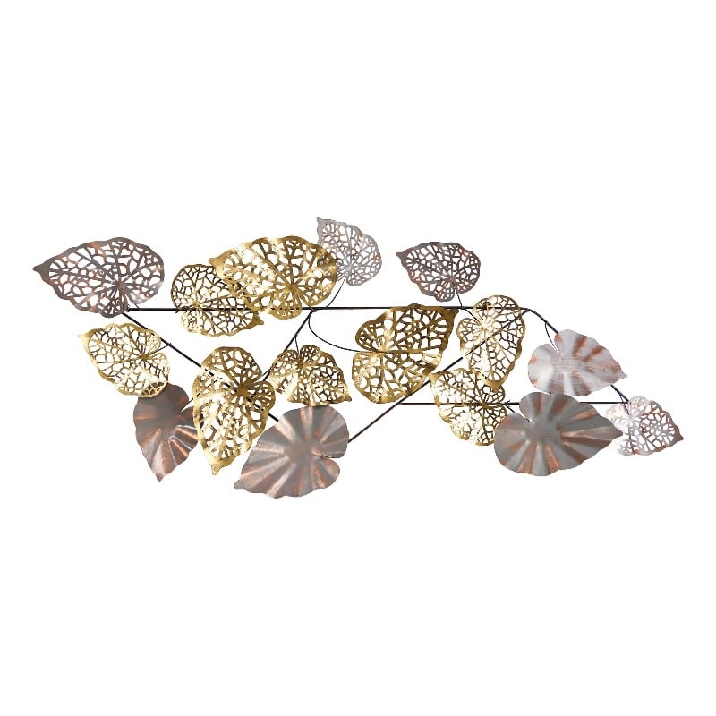 Nearly Natural 5.5ft x 2ft Scattered Metal Leaves Wall Art Decor