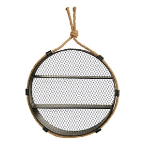 Nearly Natural 15&quot Round Wall Shelf in Black