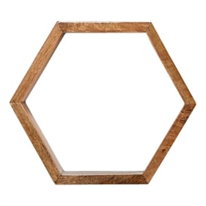 Nearly Natural 12&quot Wooden Hexagon Floating Honeycomb Shelf (Set of 5) in Brown