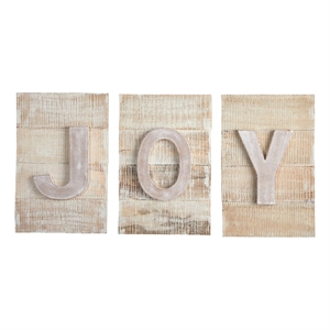 Nearly Natural 15&quot Rustic JOY Wall Art in Beige