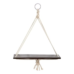 Nearly Natural 18&quot x 16&quot Hand Crafted Macrame Wall Hanging w/ Wooden Shelf