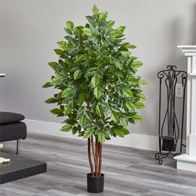 Nearly Natural 4ft River Birch Artificial Tree in Green