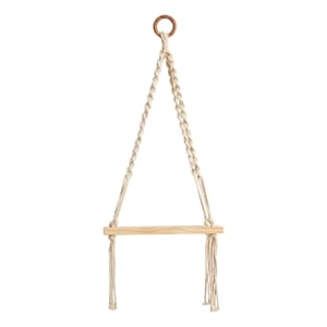 Nearly Natural 12&quot x 22&quot Hand Woven Macrame Wall Hanging w/ Wooden Shelf