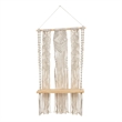 Nearly Natural 2.5ft x 1.5ft Layered Macrame Wall Hanging w/ Wooden Shelf