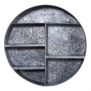 Nearly Natural 18&quot Galvanized Circular Metal Wall Mounted Shelf w/4 Tier Shelves