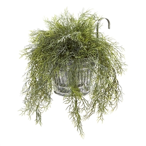 Nearly Natural 10&quot Tillandsia Moss Artificial Plant in Hanging Metal Pail