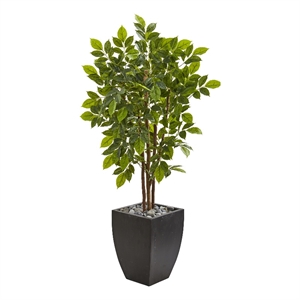 Nearly Natural 57&quot River Birch Artificial Tree in Black Planter in Green