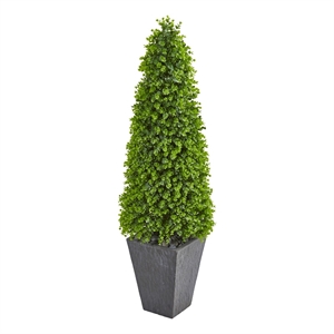 Nearly Natural 57&quot Eucalyptus Topiary Artificial Tree in Slate Planter