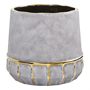 nearly natural 8.5&quot regal stone decorative planter with gold accents in gray