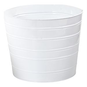 Nearly Natural 12&quot Farmhouse White Metal Ribbed Planter in White
