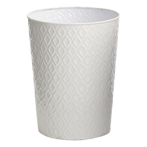 Nearly Natural 10&quot Embossed Tin Planter in White