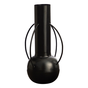 Nearly Natural 14&quot Contemporary Metal Vase in Black