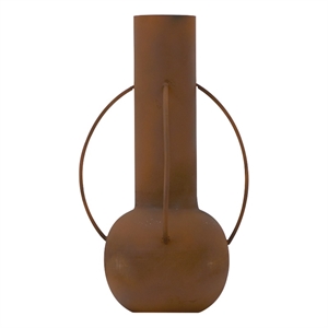 Nearly Natural 14&quot Contemporary Metal Vase in Red