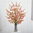 Nearly Natural Cherry Blossom in Glass Vase in Pink