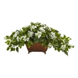 Nearly Natural Bougainvillea in Metal Planter in White